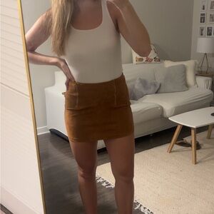 Tan Suede Mini Skirt